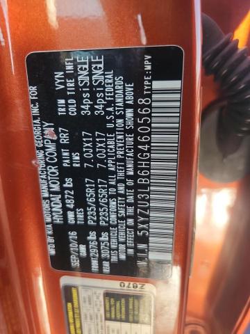 5XYZU3LB6HG460568 - 2017 HYUNDAI SANTA FE S ORANGE photo 13