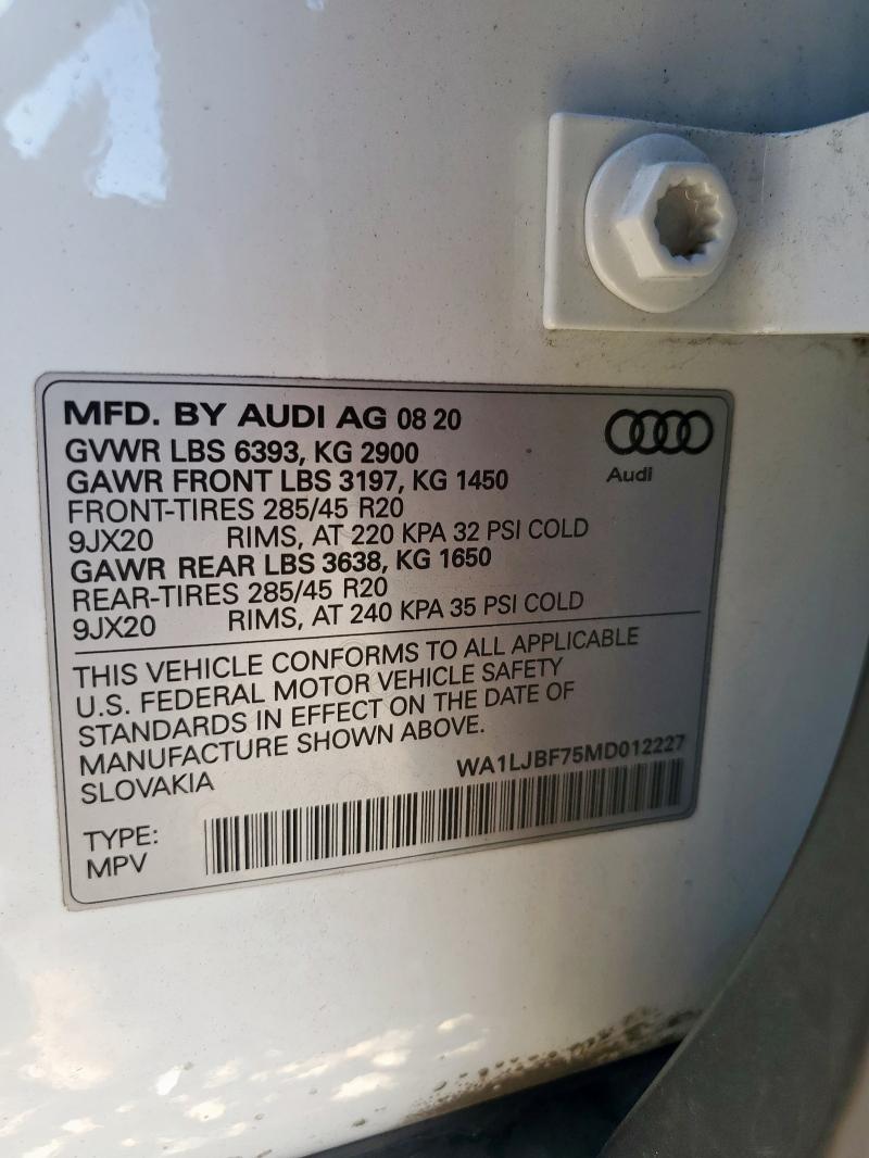 WA1LJBF75MD012227 - 2021 AUDI Q7 PREMIUM PLUS Білий фото 13