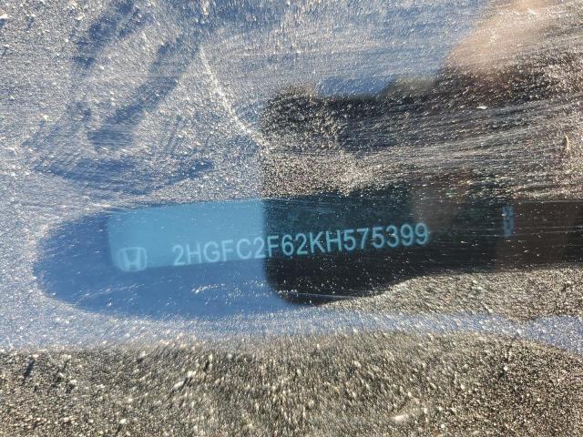 2HGFC2F62KH575399 - 2019 HONDA CIVIC LX 黑色 照片 12