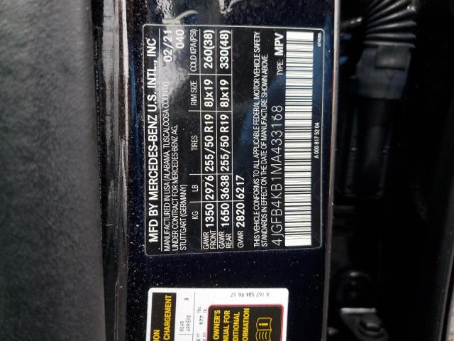 4JGFB4KB1MA433168 - 2021 MERCEDES-BENZ GLE 350 4MATIC BLACK photo 12