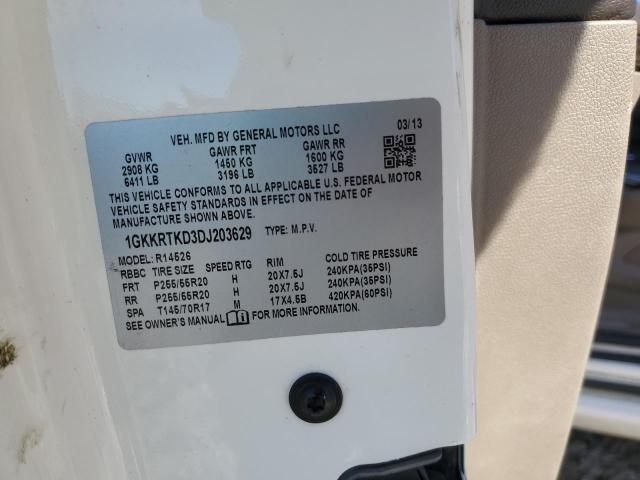 1GKKRTKD3DJ203629 - 2013 GMC ACADIA DENALI WHITE photo 14