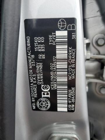 VNKKTUD34JA094172 - 2018 TOYOTA YARIS L 灰色 照片 12