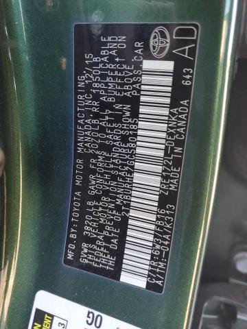 2T1BURHE7GC580185 - 2016 TOYOTA COROLLA L GREEN photo 12