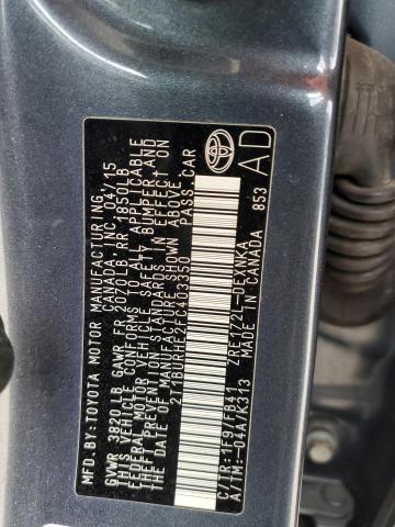 2T1BURHE2FC403350 - 2015 TOYOTA COROLLA L BLUE photo 13