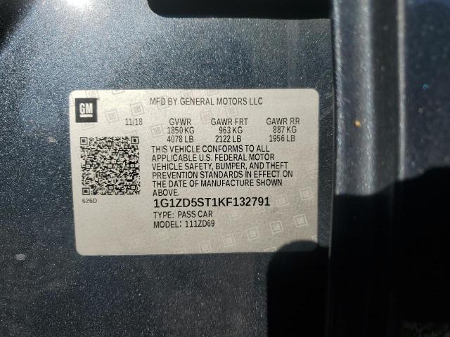 1G1ZD5ST1KF132791 - 2019 CHEVROLET MALIBU LT Grau Foto 12