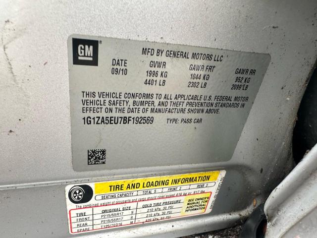 1G1ZA5EU7BF192569 - 2011 CHEVROLET MALIBU LS SILVER photo 10