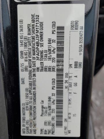 3FADP4BJ3FM171332 - 2015 FORD FIESTA SE 黑色 照片 12