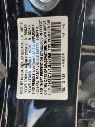 19XFC1F71GE027169 - 2016 HONDA CIVIC EXL BLACK photo 12