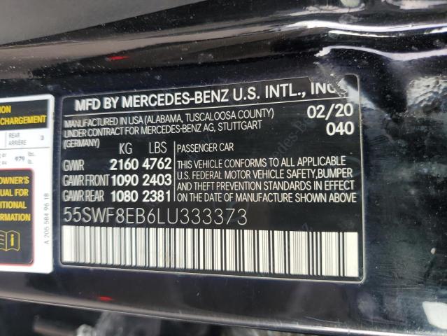 55SWF8EB6LU333373 - 2020 MERCEDES-BENZ C 300 4MATIC BLACK photo 12