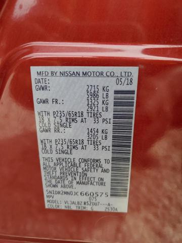 5N1DR2MN0JC660575 - 2018 NISSAN PATHFINDER S Qırmızı foto 13