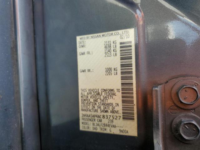 1N4AA5AP4AC837527 - 2010 NISSAN MAXIMA S GRAY photo 12