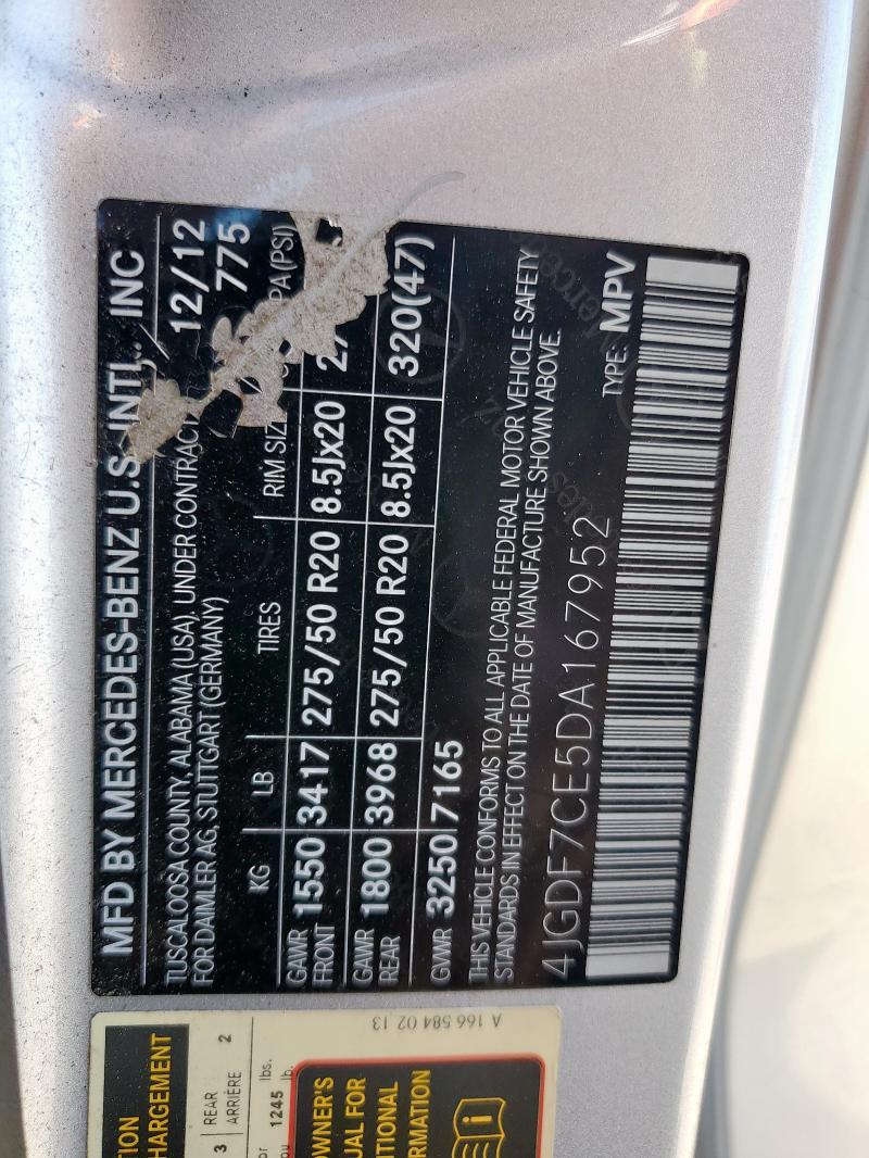 4JGDF7CE5DA167952 - 2013 MERCEDES-BENZ GL 450 4MATIC SILVER photo 14