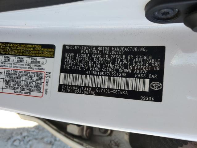 4T1BK46K97U554395 - 2007 TOYOTA CAMRY LE WHITE photo 12