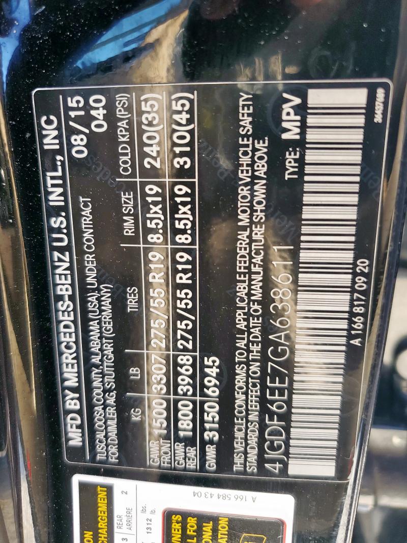 4JGDF6EE7GA638611 - 2016 MERCEDES-BENZ GL 450 4MATIC BLACK photo 14