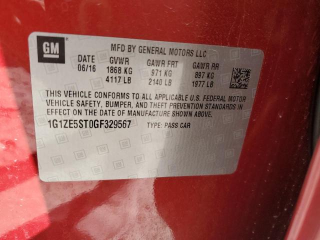 1G1ZE5ST0GF329567 - 2016 CHEVROLET MALIBU LT RED photo 12