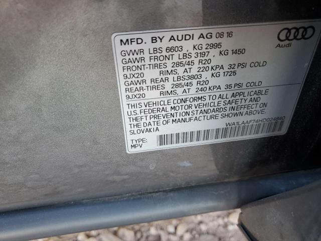 WA1LAAF74HD024840 - 2017 AUDI Q7 PREMIUM PLUS Gris foto 13