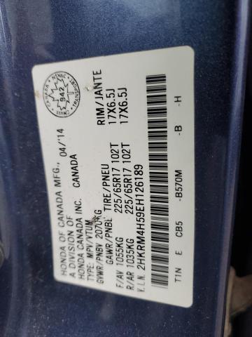 2HKRM4H59EH126189 - 2014 HONDA CR-V EX BLUE photo 12