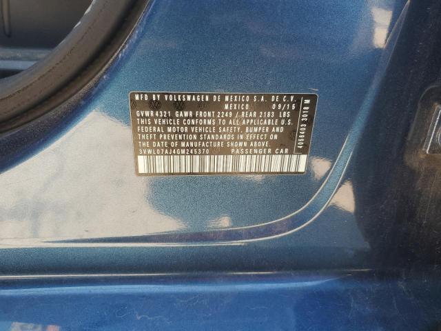 3VWL07AJ4GM245370 - 2016 VOLKSWAGEN JETTA SEL BLUE photo 12