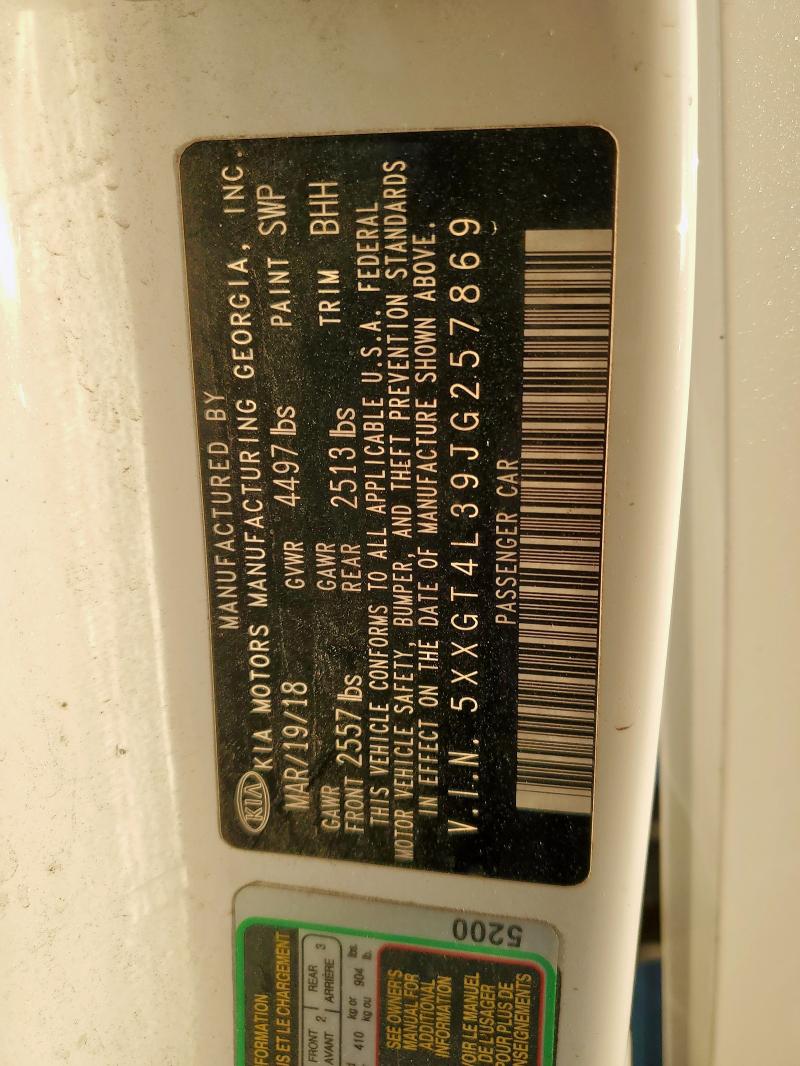 5XXGT4L39JG257869 - 2018 KIA OPTIMA LX Weiß Foto 12