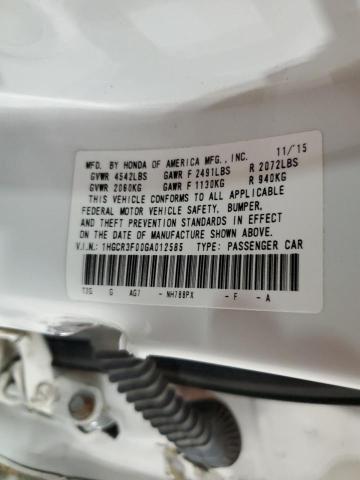 1HGCR3F00GA012585 - 2016 HONDA ACCORD EXL Weiß Foto 12