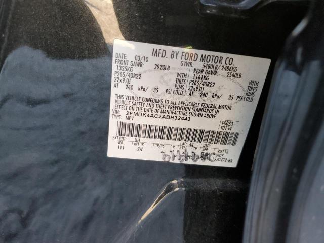 2FMDK4AC2ABB32443 - 2010 FORD EDGE SPORT BLACK photo 13