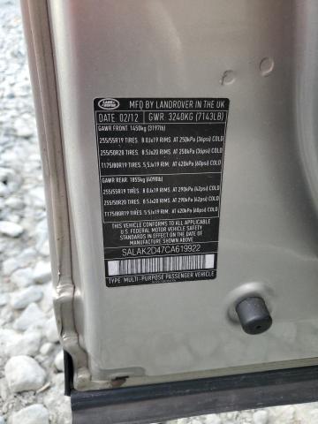 SALAK2D47CA619922 - 2012 LAND ROVER LR4 HSE LUXURY GOLD photo 13