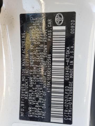 4T1BK1EB6EU125566 - 2014 TOYOTA AVALON BASE WHITE photo 12