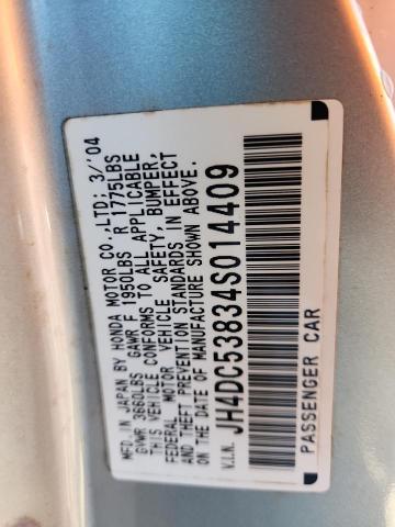 JH4DC53834S014409 - 2004 ACURA RSX SILVER photo 12