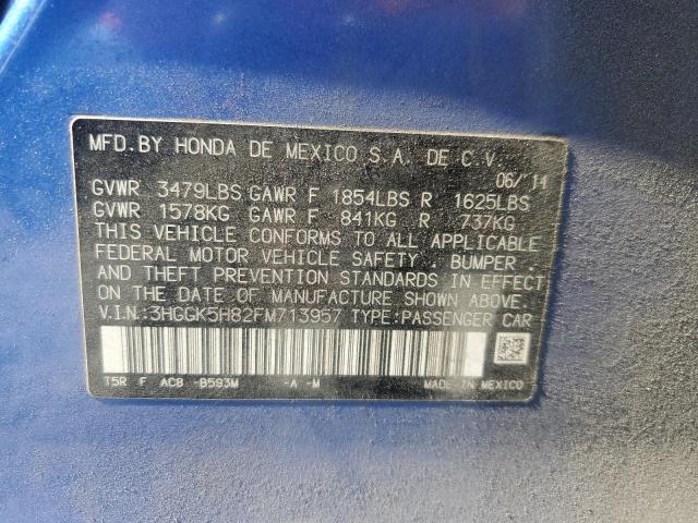 3HGGK5H82FM713957 - 2015 HONDA FIT EX 蓝色 照片 14