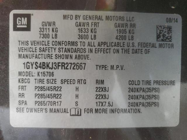 1GYS4BKJ3FR272667 - 2015 CADILLAC ESCALADE LUXURY ნაცრისფერი ფოტო 13