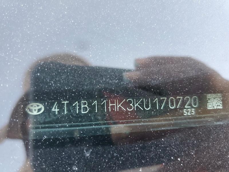 4T1B11HK3KU170720 - 2019 TOYOTA CAMRY L 白色 照片 12