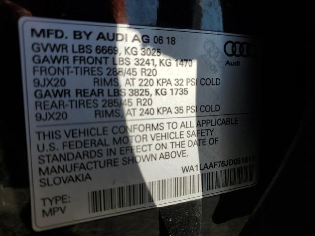 WA1LAAF76JD051611 - 2018 AUDI Q7 PREMIUM PLUS Қара фото 13