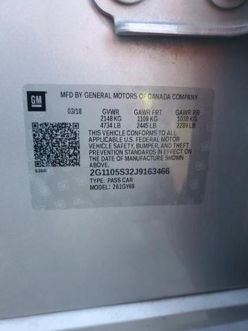 2G1105S32J9163466 - 2018 CHEVROLET IMPALA LT SILVER photo 13