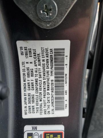 JHMZE2H71AS012619 - 2010 HONDA INSIGHT EX GRAY photo 12