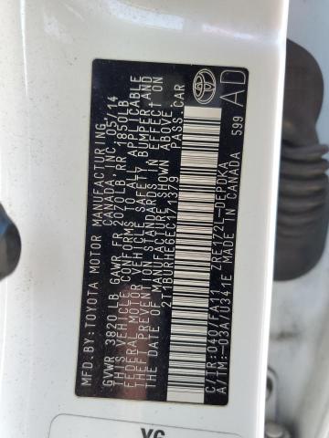 2T1BURHE6EC171379 - 2014 TOYOTA COROLLA L أبيض صورة 12