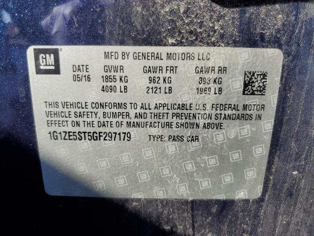 1G1ZE5ST5GF297179 - 2016 CHEVROLET MALIBU LT BLUE photo 12