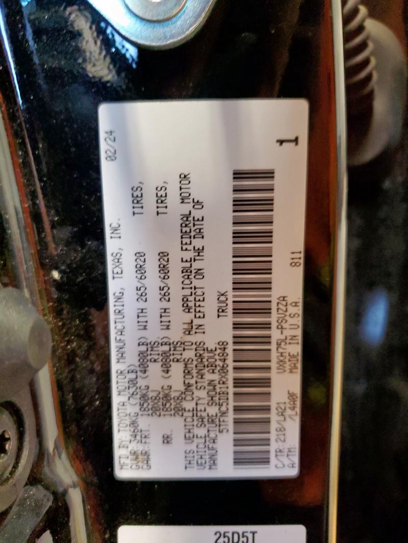 5TFNC5DB1RX064848 - 2024 TOYOTA TUNDRA CREWMAX PLATINUM Qara foto 12