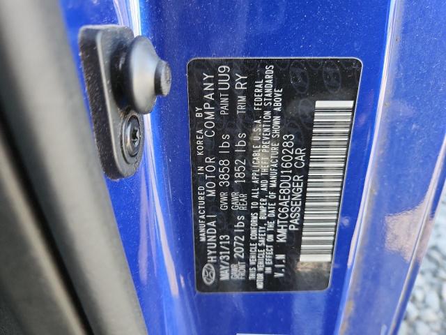 KMHTC6AE8DU160283 - 2013 HYUNDAI VELOSTER TURBO BLUE photo 12