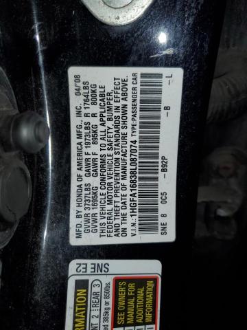 1HGFA16838L087074 - 2008 HONDA CIVIC EX BLACK photo 13