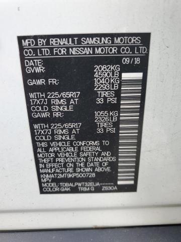 KNMAT2MT9KP500728 - 2019 NISSAN ROGUE S 白色 照片 13