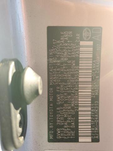 2T1BURHE8HC925936 - 2017 TOYOTA COROLLA L SILVER photo 12