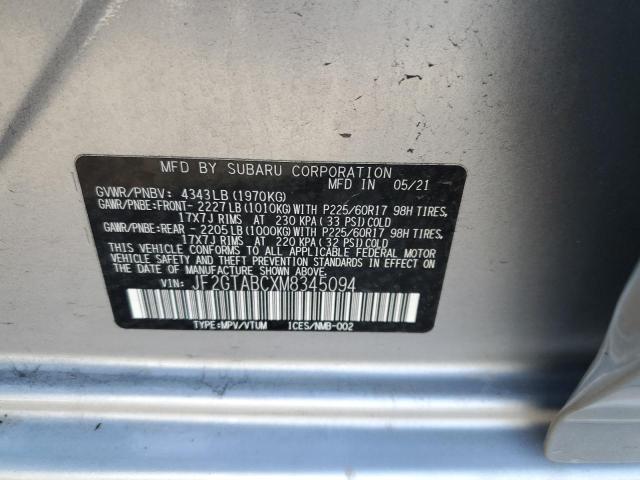 JF2GTABCXM8345094 - 2021 SUBARU CROSSTREK ნაცრისფერი ფოტო 13
