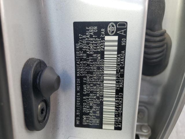 2T1BURHE1HC955800 - 2017 TOYOTA COROLLA L SILVER photo 12