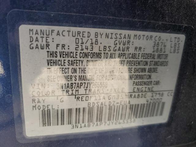 3N1AB7AP7JY265558 - 2018 NISSAN SENTRA S 蓝色 照片 13