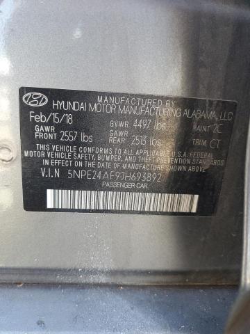 5NPE24AF9JH693892 - 2018 HYUNDAI SONATA SE GRAY photo 12