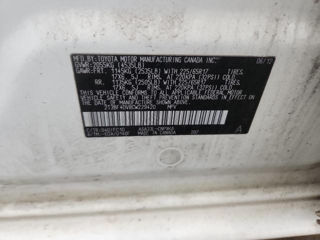 2T3BF4DV8CW229420 - 2012 TOYOTA RAV4 Ağ foto 13