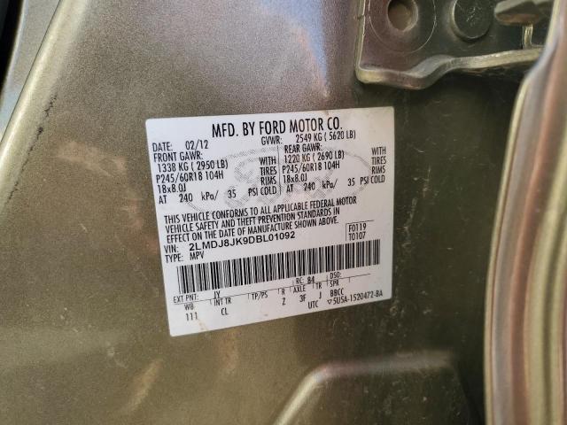 2LMDJ8JK9DBL01092 - 2013 LINCOLN MKX GREEN photo 12