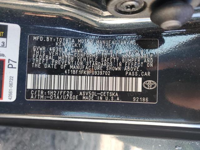 4T1BF1FK9FU939702 - 2015 TOYOTA CAMRY LE 灰色 照片 12