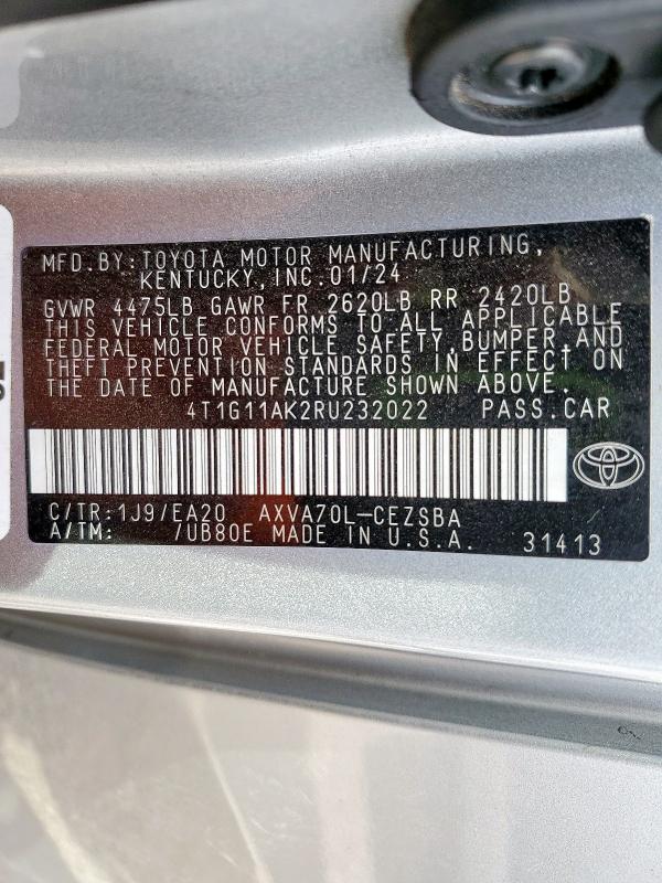 4T1G11AK2RU232022 - 2024 TOYOTA CAMRY SE NIGHT SHADE SILVER photo 13