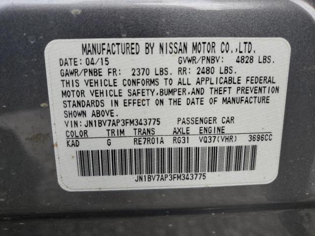 JN1BV7AP3FM343775 - 2015 INFINITI Q50 BASE GRAY photo 12